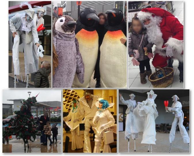 Animations déambulatoires en centre commercial en Ile-de-France pour Noël